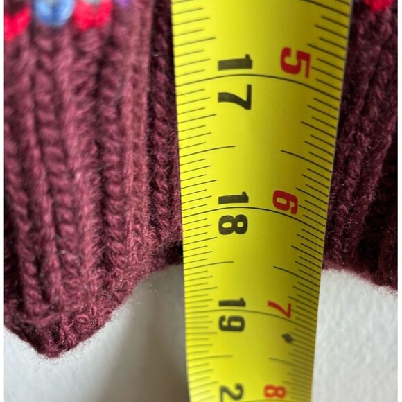 Zara Womens Oversized Contrasting Knit Jacquard Sweater Purple Beige Size S - Picture 7 of 10